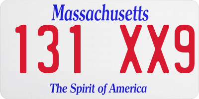 MA license plate 131XX9