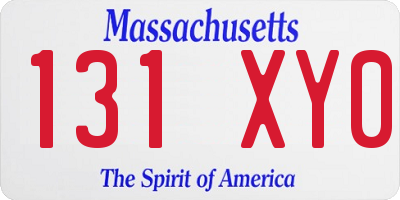 MA license plate 131XY0
