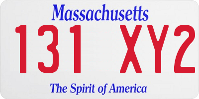 MA license plate 131XY2