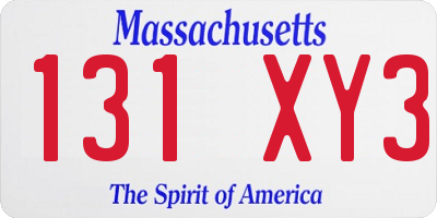 MA license plate 131XY3