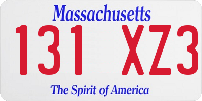 MA license plate 131XZ3