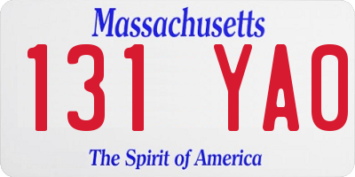MA license plate 131YA0