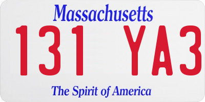 MA license plate 131YA3