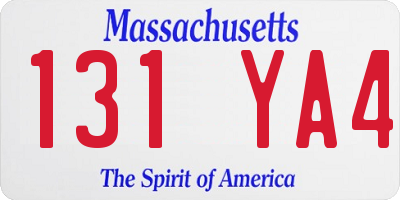 MA license plate 131YA4