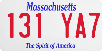 MA license plate 131YA7