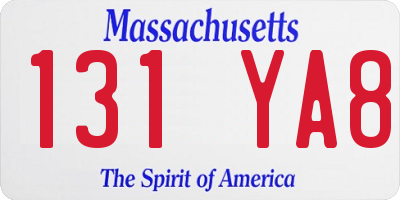 MA license plate 131YA8