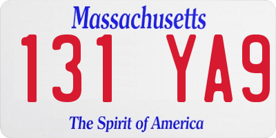 MA license plate 131YA9