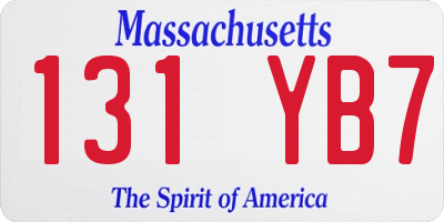 MA license plate 131YB7