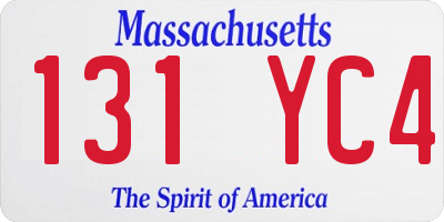 MA license plate 131YC4
