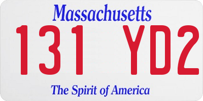 MA license plate 131YD2