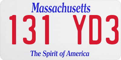 MA license plate 131YD3
