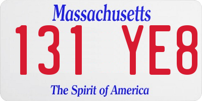 MA license plate 131YE8