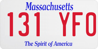 MA license plate 131YF0