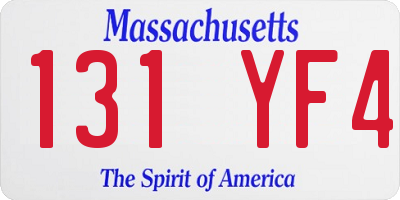 MA license plate 131YF4