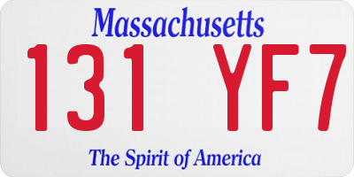 MA license plate 131YF7