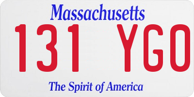 MA license plate 131YG0