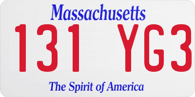 MA license plate 131YG3