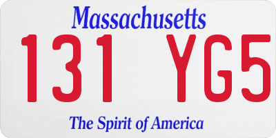 MA license plate 131YG5