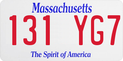 MA license plate 131YG7