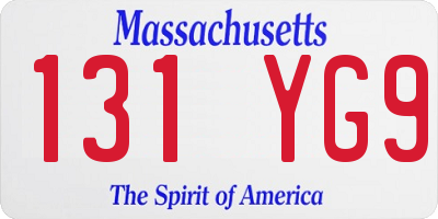 MA license plate 131YG9