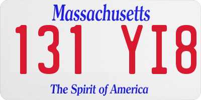 MA license plate 131YI8