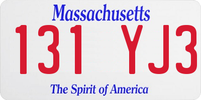 MA license plate 131YJ3