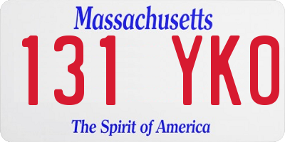 MA license plate 131YK0