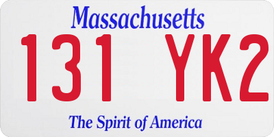 MA license plate 131YK2