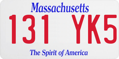 MA license plate 131YK5