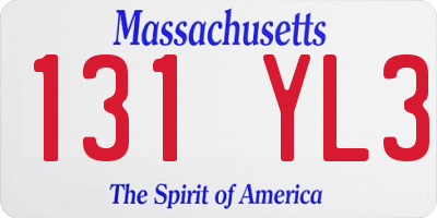 MA license plate 131YL3