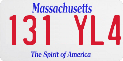 MA license plate 131YL4