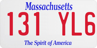 MA license plate 131YL6