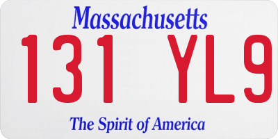 MA license plate 131YL9