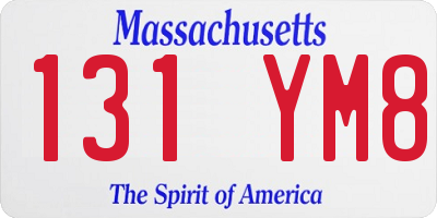 MA license plate 131YM8