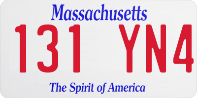 MA license plate 131YN4