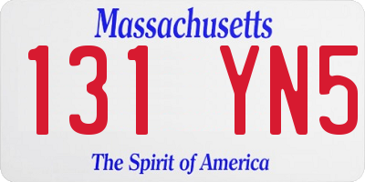 MA license plate 131YN5