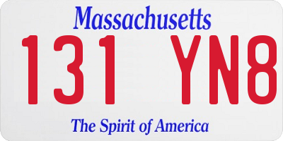 MA license plate 131YN8