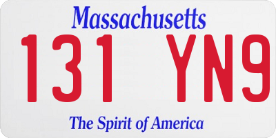 MA license plate 131YN9