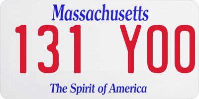MA license plate 131YO0