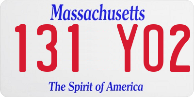 MA license plate 131YO2