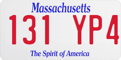 MA license plate 131YP4