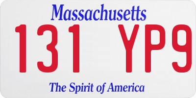 MA license plate 131YP9