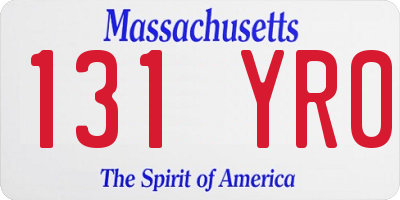 MA license plate 131YR0