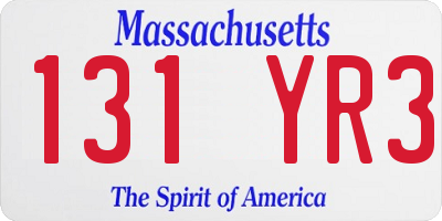 MA license plate 131YR3