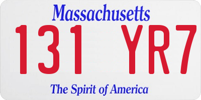 MA license plate 131YR7