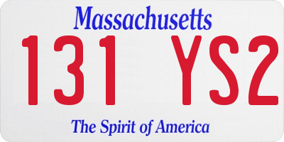 MA license plate 131YS2