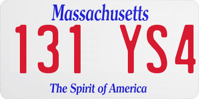 MA license plate 131YS4