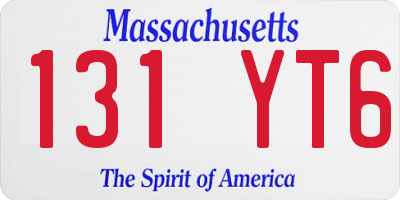 MA license plate 131YT6