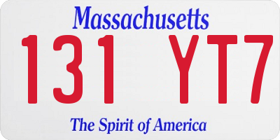 MA license plate 131YT7