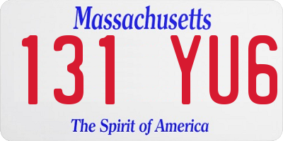 MA license plate 131YU6